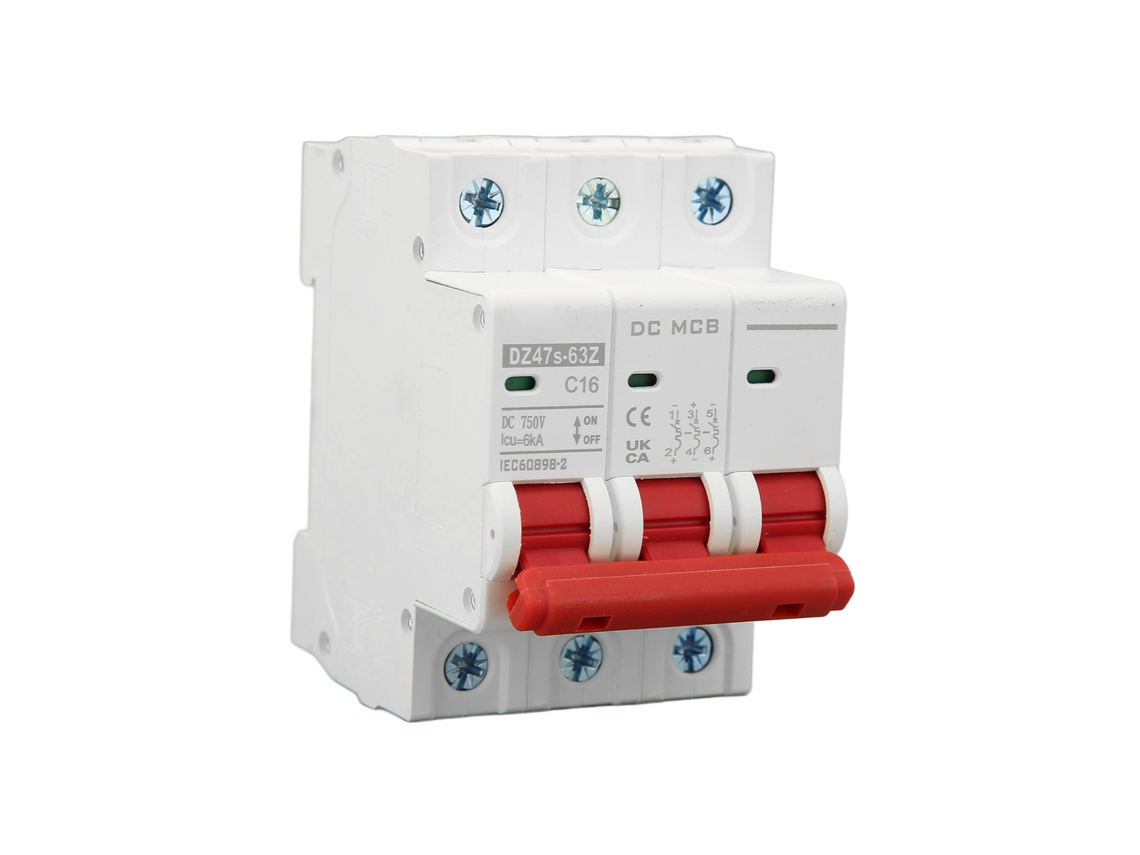 Interruptor De Circuito Cc 3p 16a 750v Para Sistema Fotovoltaico Interruptor De Seguridad Mini Capacidad De Interrupción 6000a