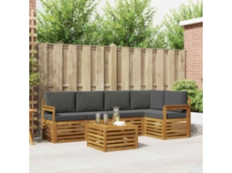 Vidaxl Conjunto De Sofá Sectional 6 Pcs Natural E Antracite