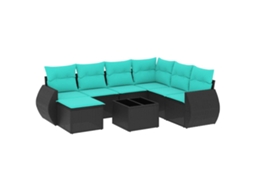 Conjunto de Sofá de Jardim, 9 Peças, Almofadas, Rattan Marrom MAISON EXCLUSIVE