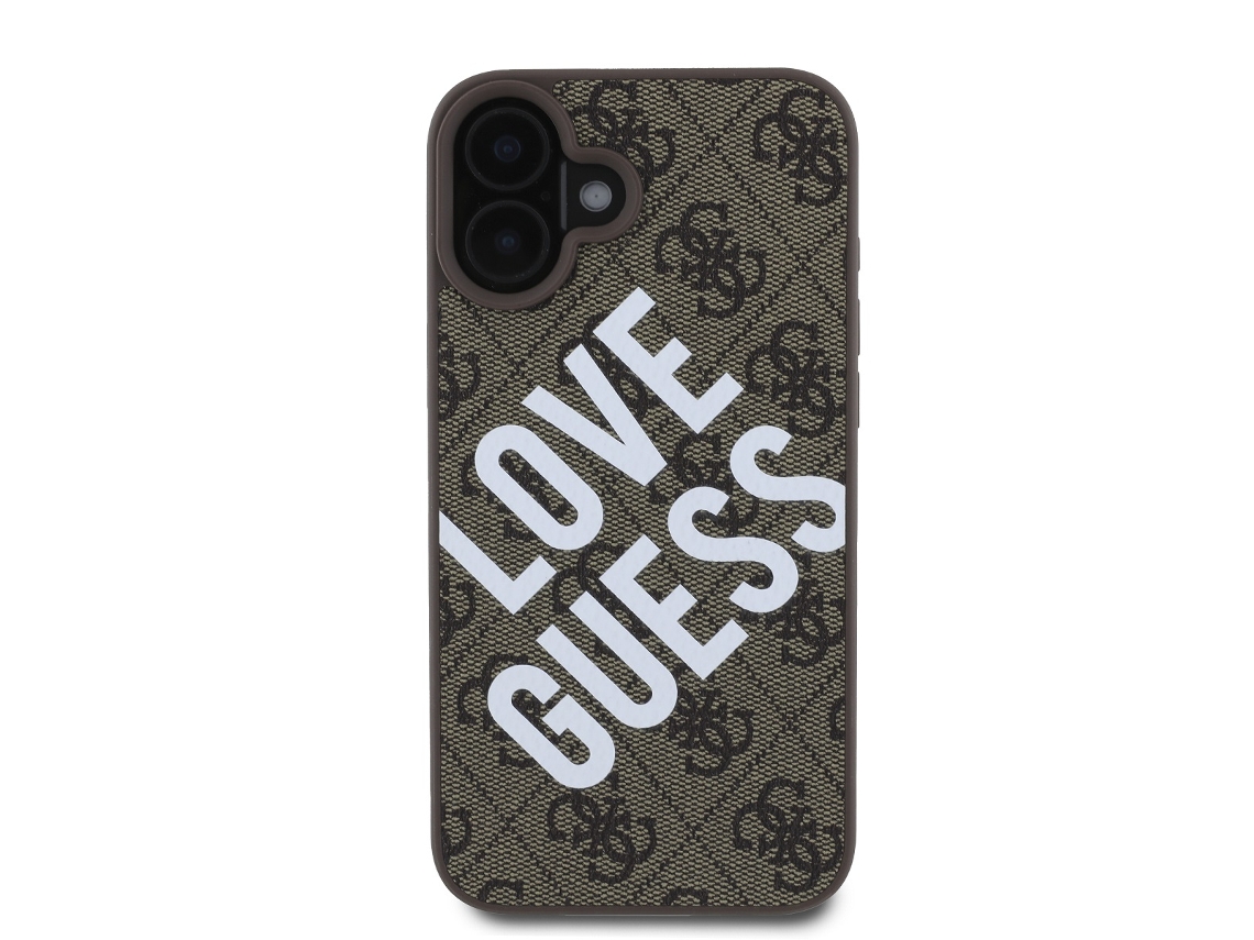 Capa Protetora Magsafe Model Para Iphone 16 Guess Pele Sintética Castanho