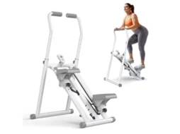 Stepper Vertical Dobrável Merach, 3 Níveis De Resistência, Guidão Ajustável Em Altura E Direção, Display Lcd, Carga Máx. 150 Kg, Branco