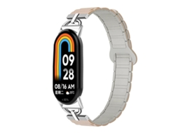 Bracelete para Xiaomi Smart Band 10/9/8 Silicone Magnético com Três Esferas em Formato de D Branco choque XIAOMOYU