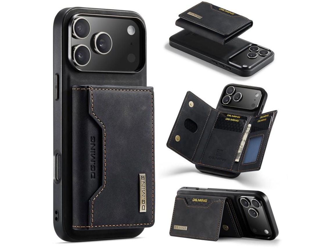 Capa De Couro Para Iphone 17 Pro Max Dg.ming Série M2 Com 3 Compartimentos Para Cartões.