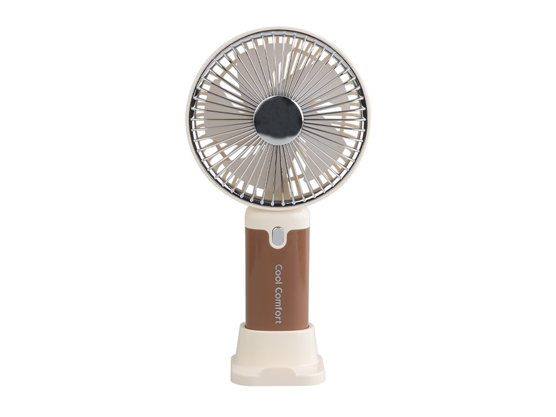 Ventilador Usb Recarregável com Suporte para Celular 5 Velocidades 1200mah Estilo Creme Portátil STELASPLEN