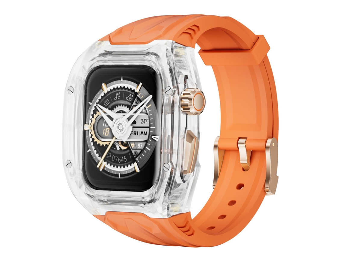Bracelete Para Apple Watch 9/8/7/6/5/4 Se 3/2/1 45mm/44mm, Caixa Transparente De Policarbonato De Peça Única Laranja Transparente Panoona
