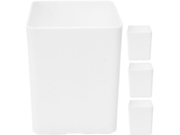 Conjunto de 4 Porta canetas Mesa Stobaza em Plástico Pp Branco, com Grande Capacidade e Portáteis, Ideais para