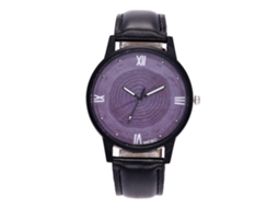 Reloj De Cuarzo Con Correa De Cuero Pu Unisex Casual Negro (negro)