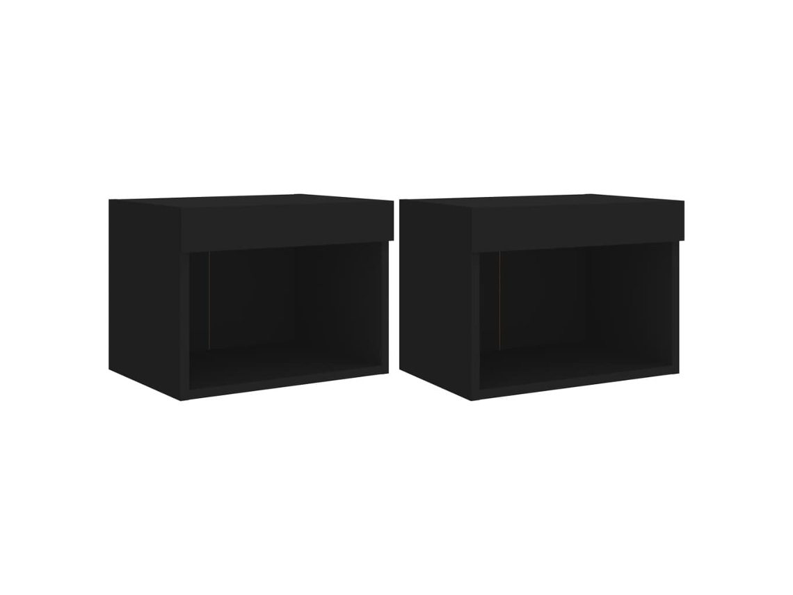 Conjunto de Mesas de Cabeceira de Parede com Luzes Led 40x39 cm Preto MAISON EXCLUSIVE