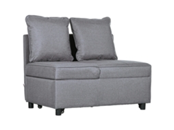 Cama poltrona 3 em 1 em Cinza Escuro com encosto reclinável, tecido Linho, estrutura de Madeira 98x71x67cm | S/MARCA