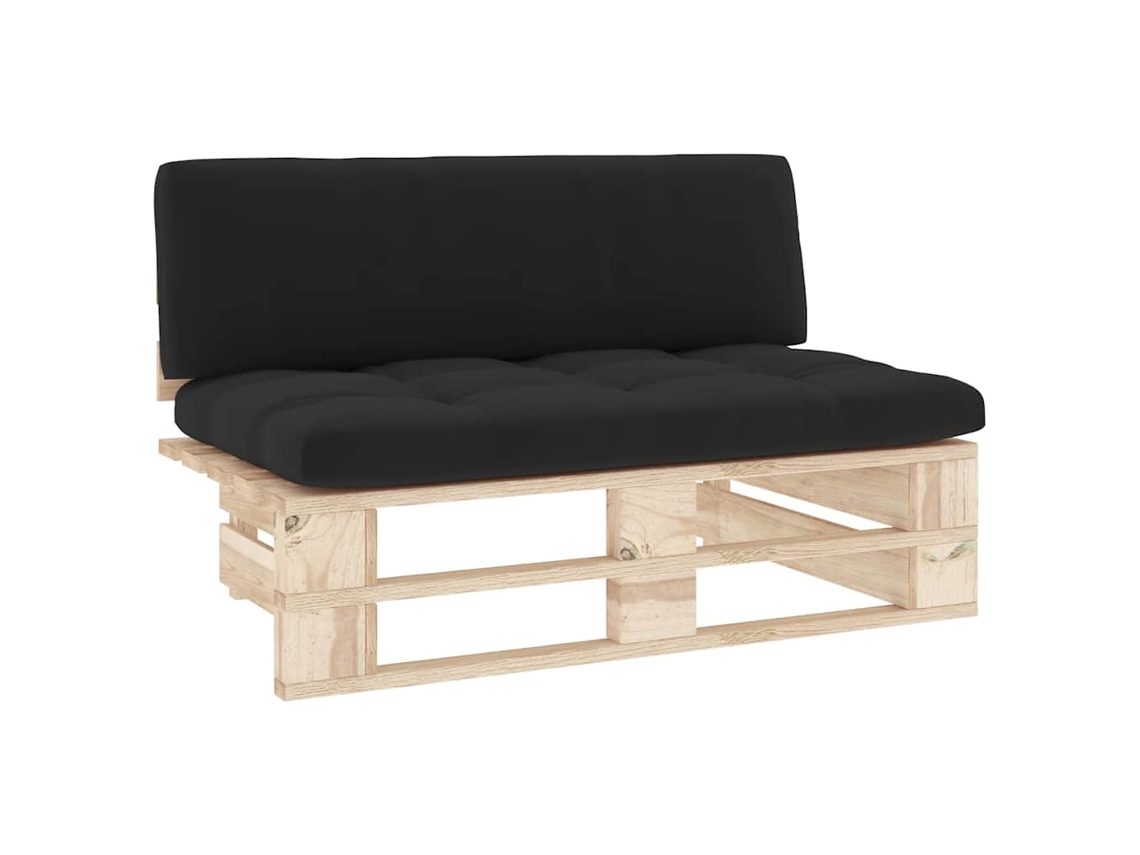 Conjunto 1 Sofá De Centro Em Paletes Vidaxl Preto Madeira De Pinho Maciça (110 X 65 X 55 Cm)