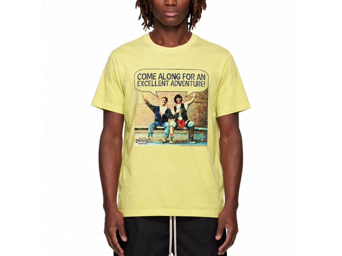 Rockinstone Bill And Ted Come Along Heather Yellow Adult T-shirt Size:l