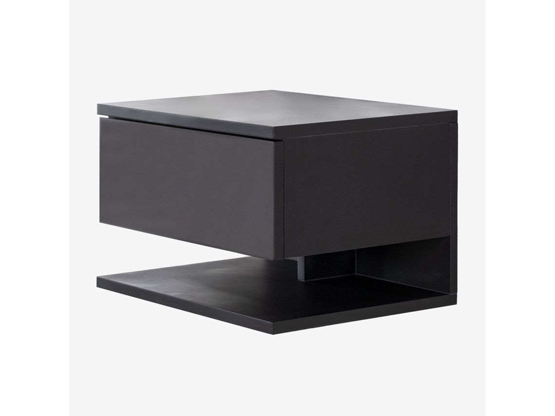 Sklum Pack De 2 Mesas De Cabeceira Flutuantes 40x30 Cm Com Gaveta Griviza Mdf Preto