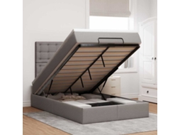 Moldura De Cama Otomana Vidaxl Com Tecido Cinza 120x200cm