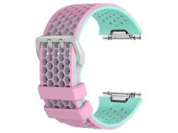 Pulseira Lalamoli Fitbit Ionic, silicone bicolor com fivela rosa e verde
