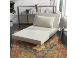 Poltrona Retrátil Dobrável Creme 94x78x80 Cm, Encosto Com 6 Ajustes E Almofada Para Carga De Até 350 Kg
