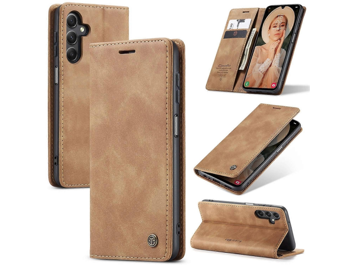 Capa Para Samsung Galaxy A16 5g/4g Com Suporte Para Cartão E Revestimento Em Couro