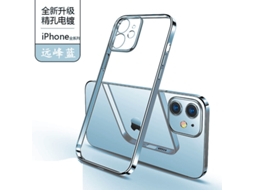 Capa Retangular Macia E Transparente Azul Peak Com Acabamento Eletrogalvanizado Para Iphone 17 Pro.