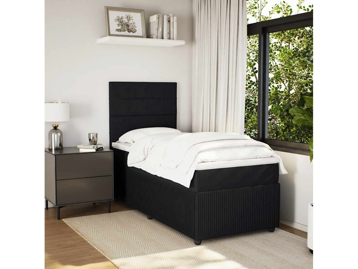 Vidaxl Cama Com Molas/colchão 90x190 Cm Veludo Preto