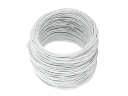 Arame de amarração galvanizado em PVC, 0,75 mm, 50 m, para vergalhões e cabos de fibra óptica, branco.