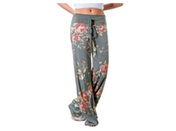 2026 pantalones de Descanso Amplios Con Cordón Ajustable Estampado Floral para Mujer, Cómodos Y Elásticos M Cinza Claro