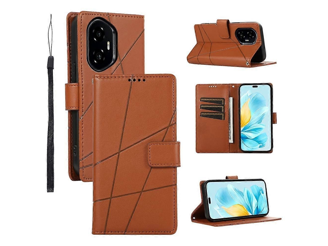 Capa De Celular Com Textura De Couro Pu E Linhas Em Relevo