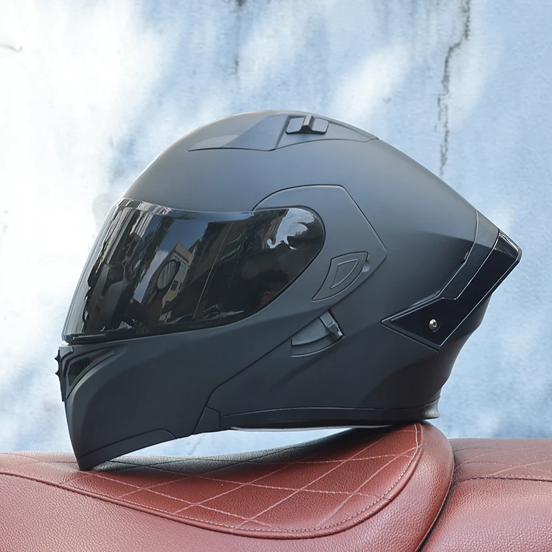 (m) Capacete Modular Unissex Com Lente Dupla, Certificado Dot, Material Abs