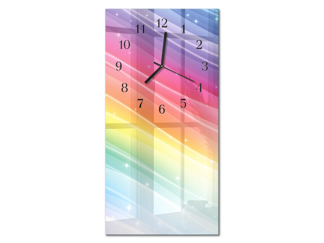 Relógio De Parede De Vidro Multicolor Espelharte (30x60 Cm)