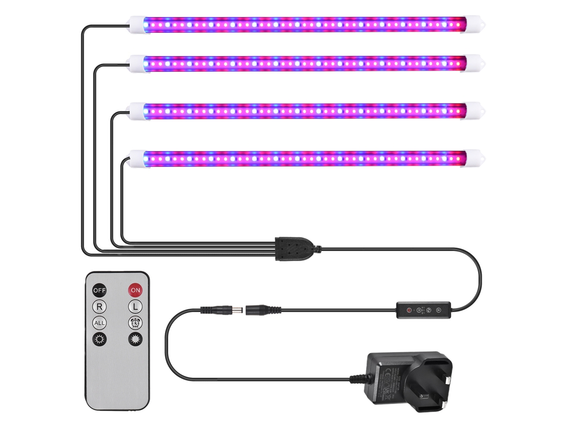 Luzes LED para plantas de interior com controle remoto e temporizador.