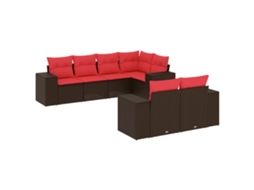 Conjunto de Sofá de Jardim, 7 Peças, Almofadas, Rattan Preto MAISON EXCLUSIVE