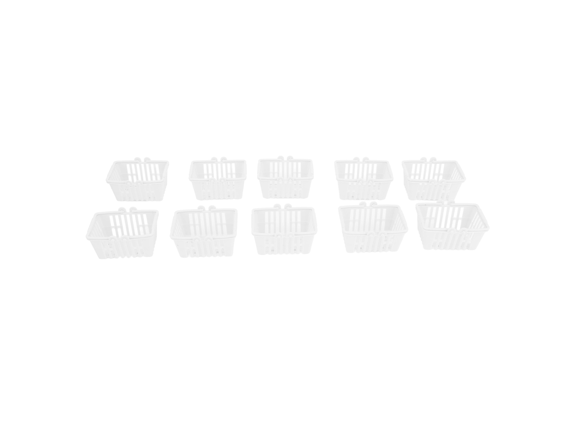 Mali 10pcs Cesta de Compras Miniatura para Casinha de Bonecas Plástica Reutilizável Branca