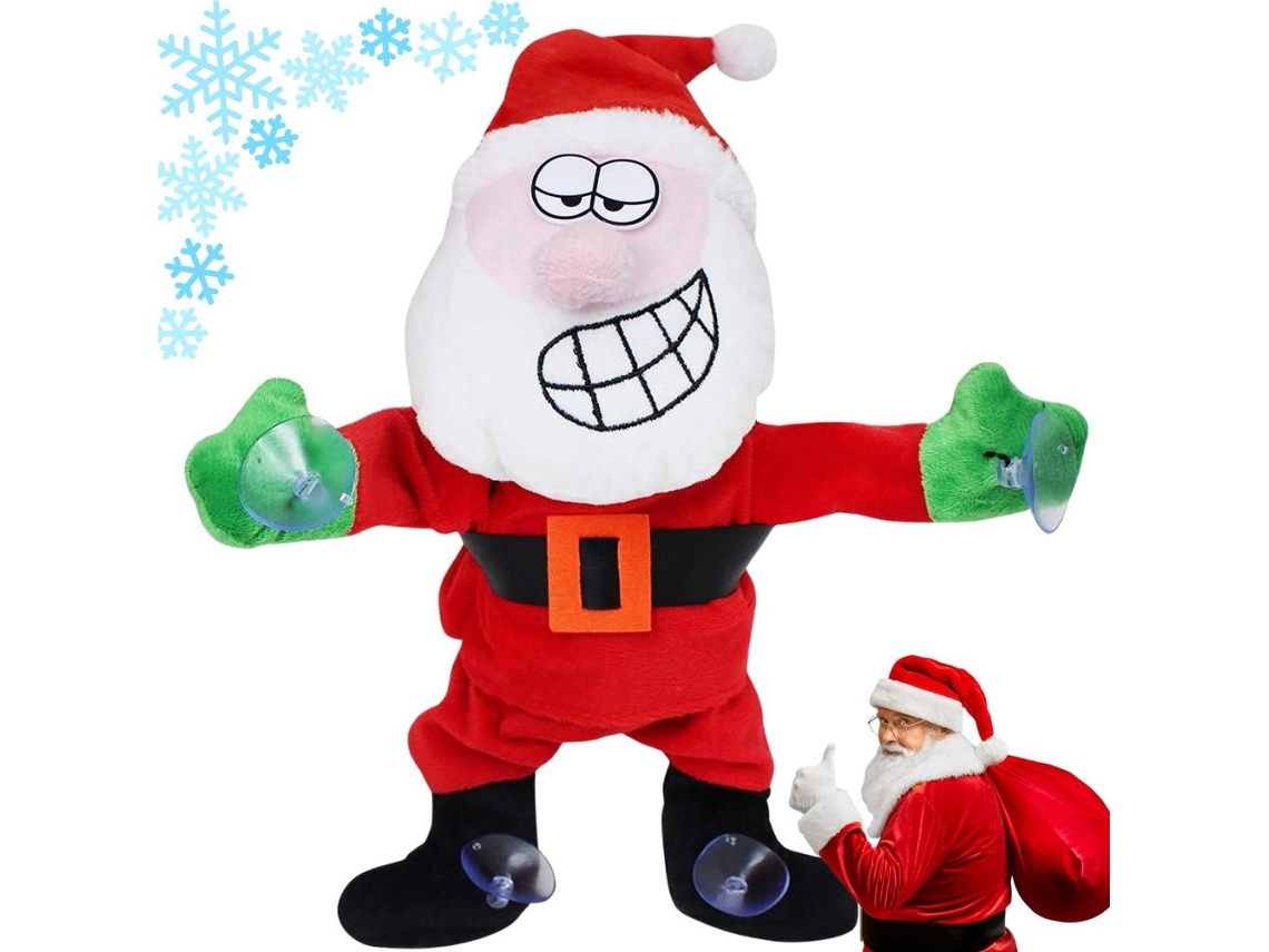 Papai Noel Dançante E Cantor Com Ventosas De 30 Cm