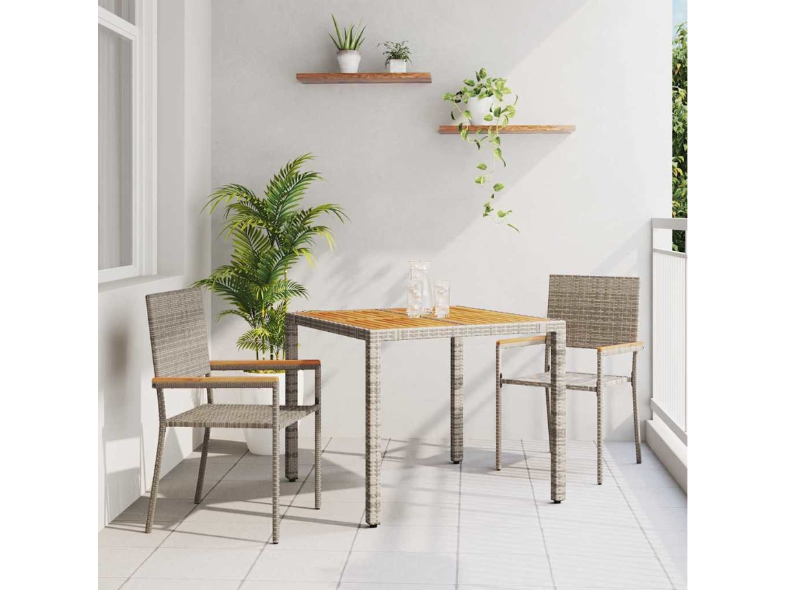 Vidaxl Conjunto De Jantar Para Jardim 3 Unid. Cinzeto Vime Pe