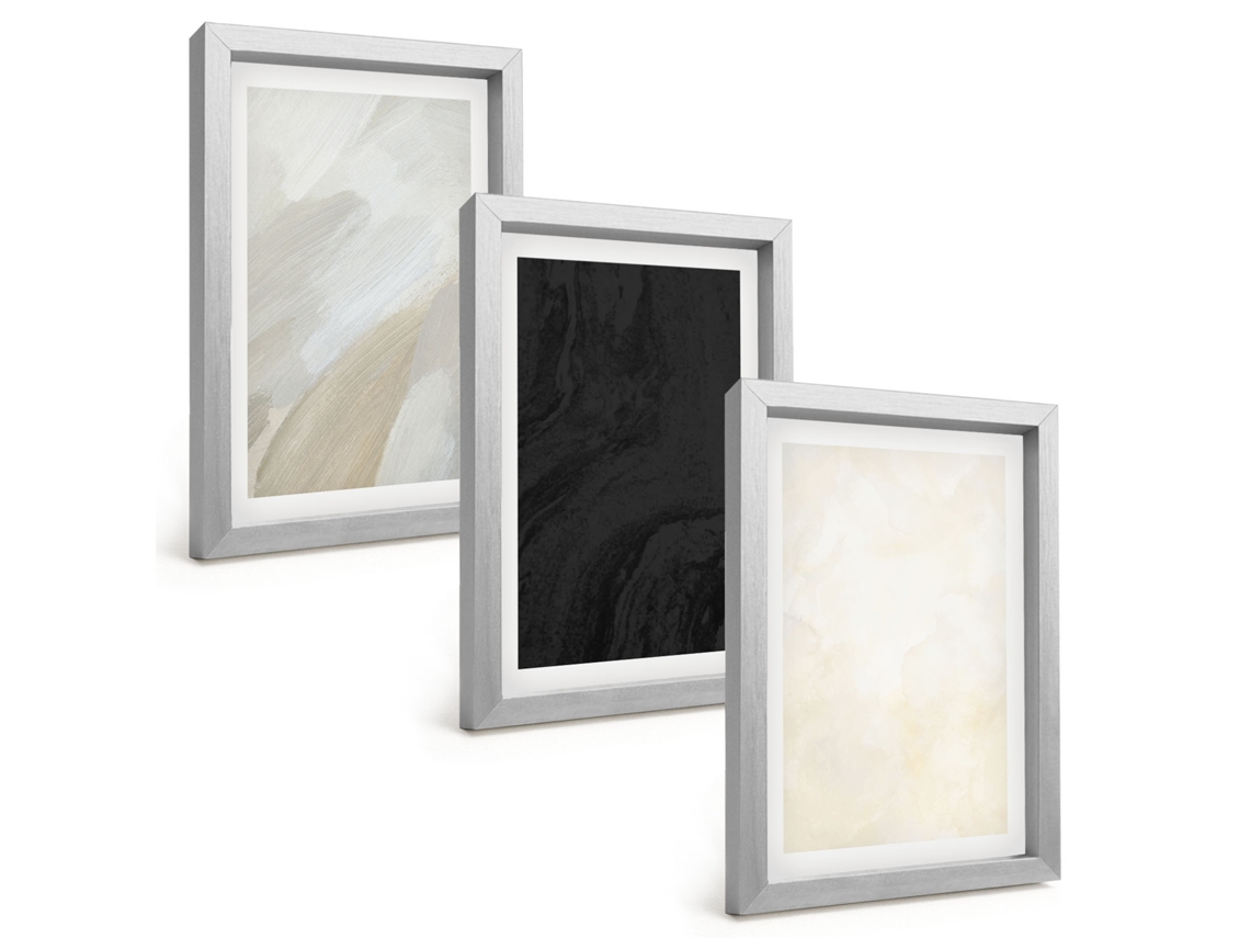 Pinturas Murais Modernasestruturas, Tons, Minimalismo Moldura Prateada Fotos Para O Corredor Espelharte (3 Peças 20x30 Cm)