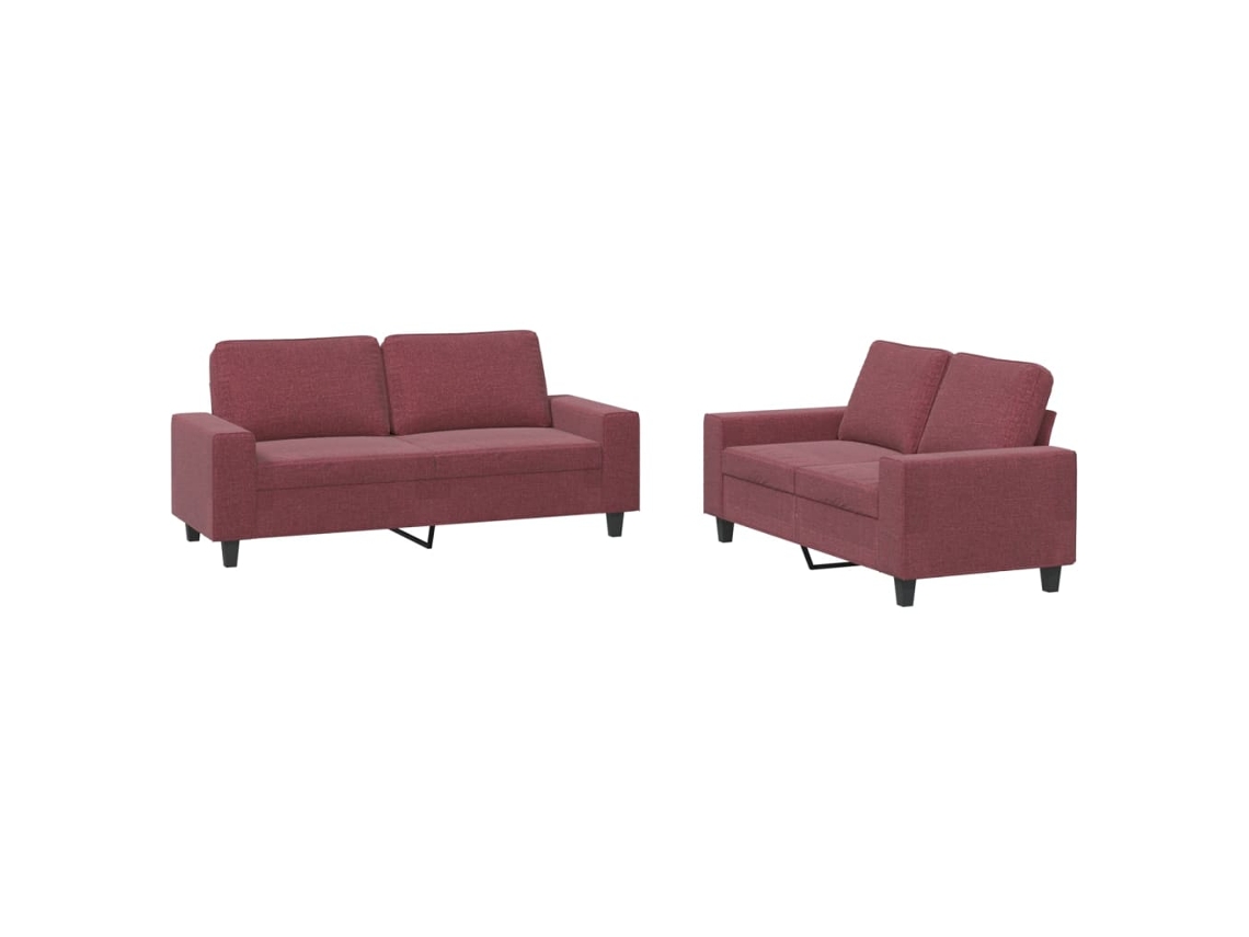 2 Pcs Conjunto de Sofás Tecido Vermelho tinto MAISON EXCLUSIVE