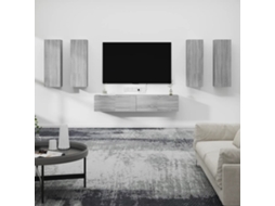 Conjunto Móveis de Armário Tv 6 Pcs Madeira Processada Sonoma Cinza