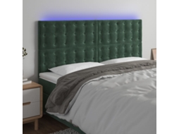 Cabeceira De Cama C/ Led Veludo 200x5x118/128 Cm Verde Escuro Lovely Home