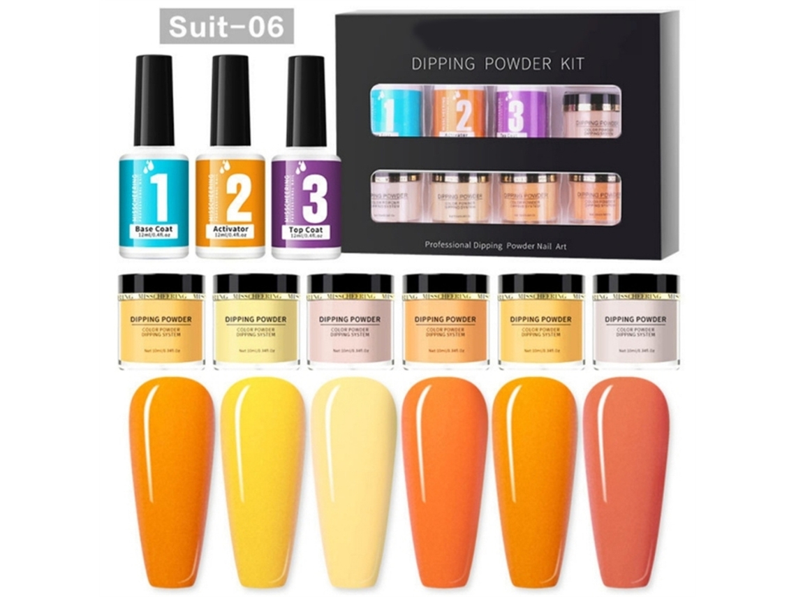 Set De Polvo De Inmersión Para Arte De Uñas Con Glitter Cristal Decorativo Diy