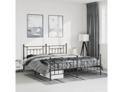 Estrutura De Cama Com Cabeceira E Pés 193x203 Cm Metal Preto