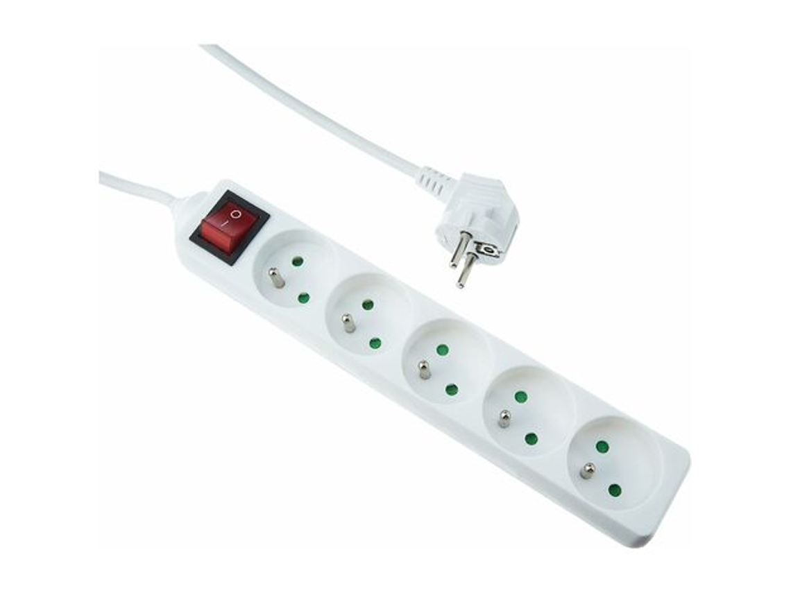 Tomada Elétrica Com 5 Saídas, Tomadas Múltiplas - Saídas + Interruptor, Extensão 5p / 16a Branca 3m
