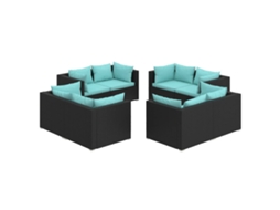 Garden Lounge Set, Garden Lounge Sets Vidaxl Preto Rattan / Vime (n/a)