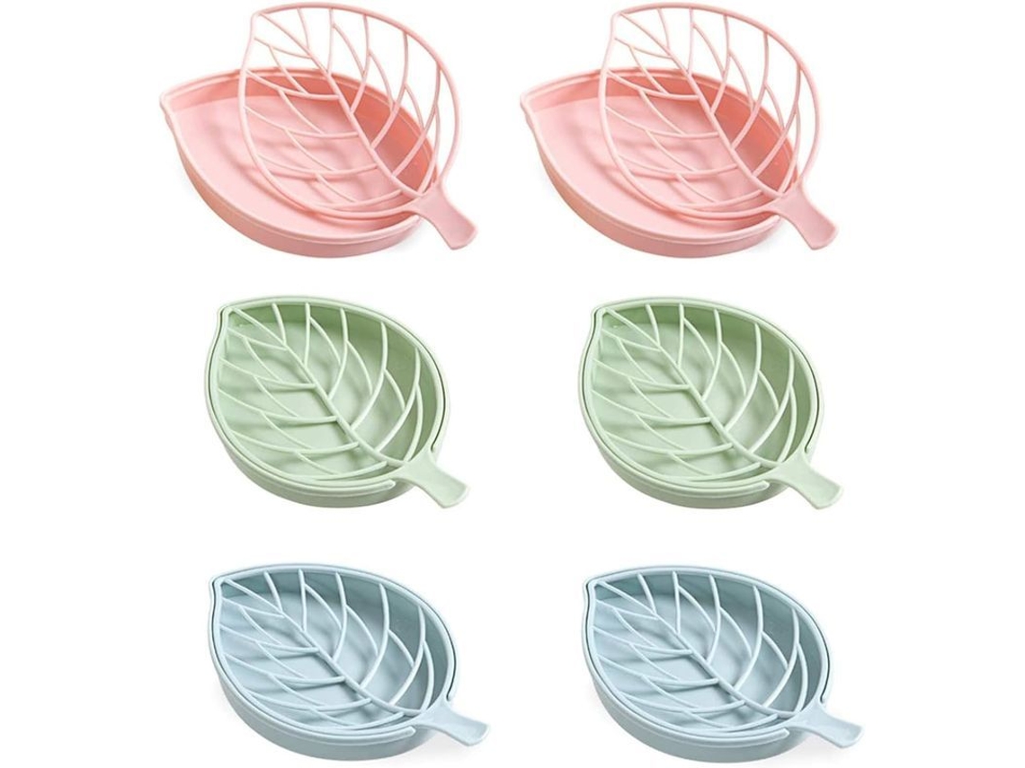 Portavasos De Jabón De Doble Drenaje Hoja Plástico 6 Piezas Para Baño Cocina Viaje