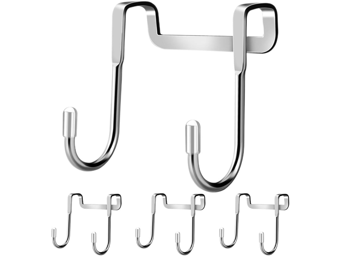 Yardenfun Conjunto De 4-ganchos Duplos Reforçados Em Aço Inoxidável 304 Para Porta Organizador Multifuncional Banheiro