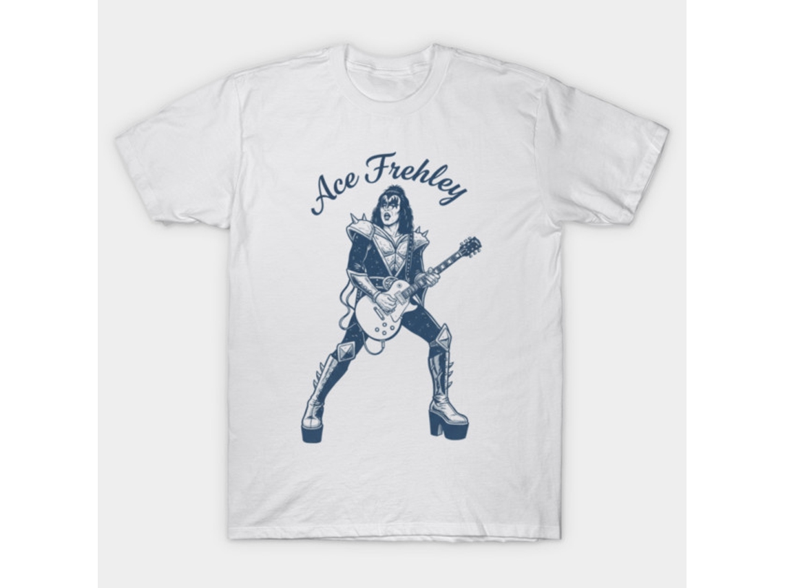 T-shirt Rockinstone Ozzy Osbourne Vintage Ace Frehley Tribute And Remembrance Retro Design(l)