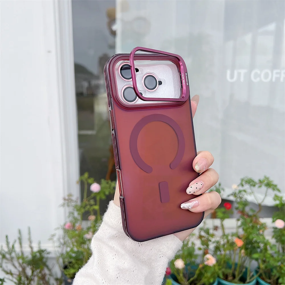 (iphone 14 Plus, Magenta) Capa Magnética Magsafe Para Iphone Com Protetor De Lente E Cobertura Metálica.