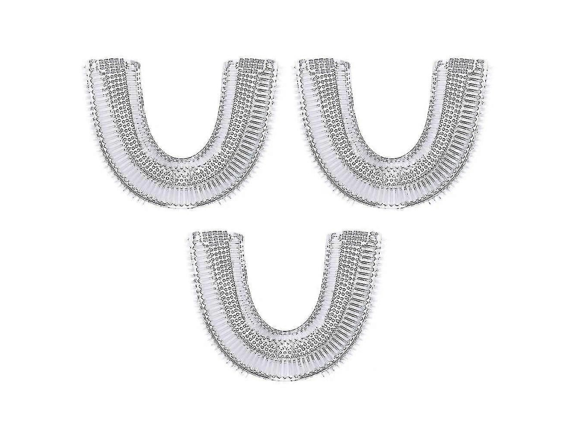 Conjunto de 3 Cabeças Escova Dentes em Formato U, Próprias para Uso Alimentar, Elétrica Fcy GOKOCO ( Brancas)