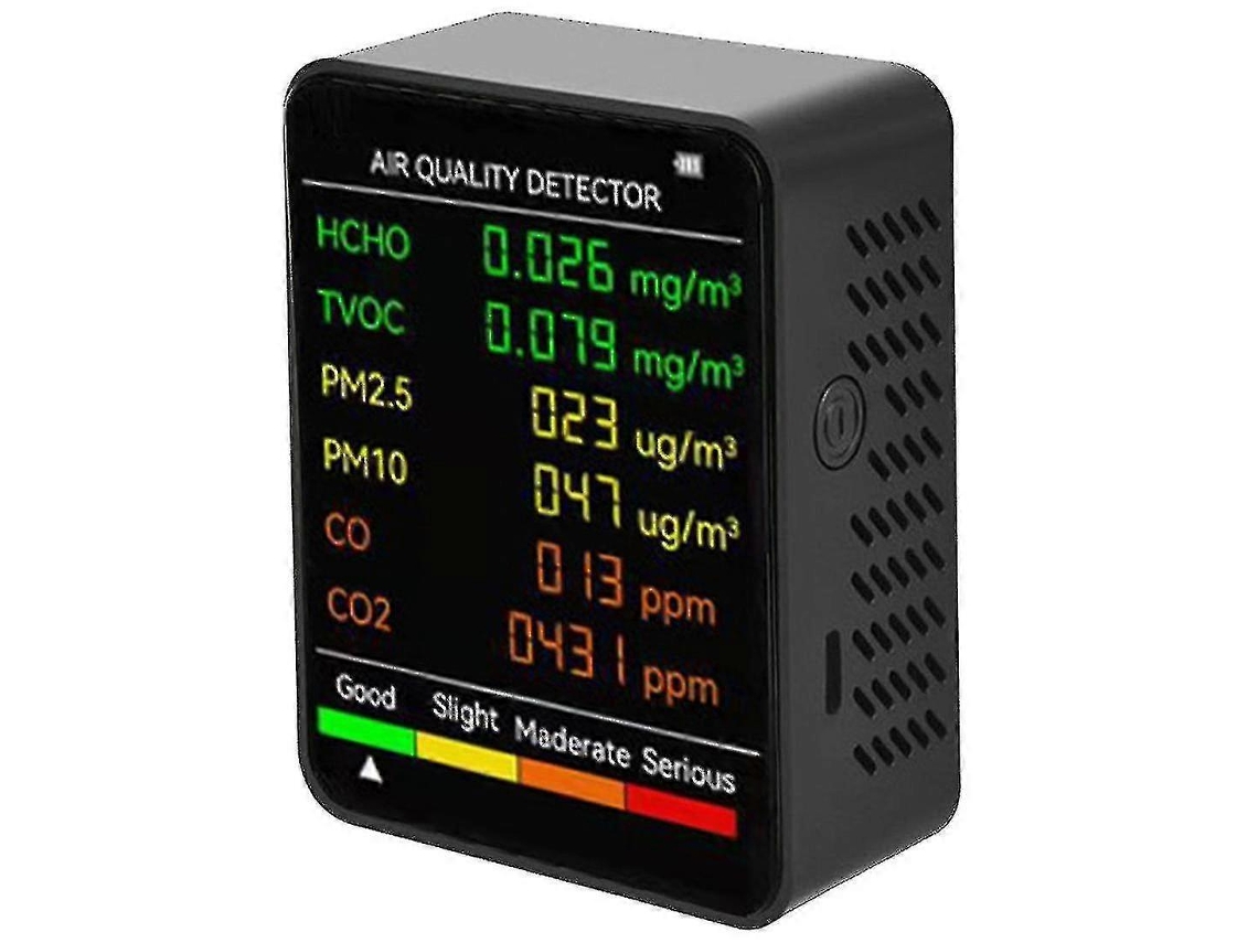 Detector de qualidade do ar 6 em 1 Slowmoose, PM2,5, PM10, HCHO, TVOC, CO2, formaldeído, monitor de ar para residências e escritórios