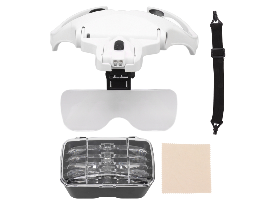 Lupa de Cabeça com Luz Led 5 Modos 1x 3.5x para Trabalhos de Curta Distância e Leitura | S/MARCA