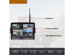 Sistema de Câmera de Ré Sem Fio Wifi 4 Canais 1080p Visão Noturna com Tela 7 Polegadas para Caminhão e Caravana