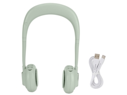 Ventilador Portátil de Pescoço Mão Livre Mini 3 Velocidades Carregamento Usb Verde | S/MARCA