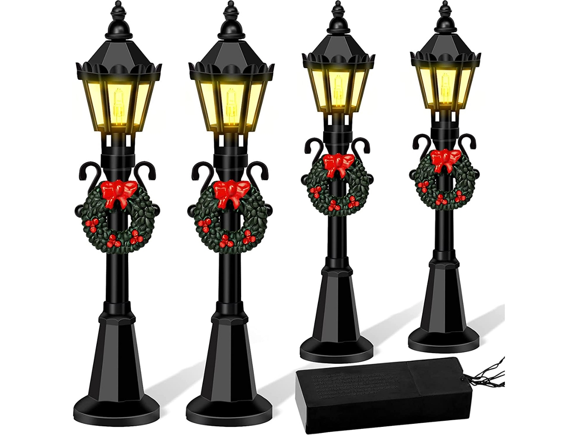 4 Mini Lâmpadas de Rua Natal para Casa de Bonecas Jardim Miniatura Acessórios Diy Led | S/MARCA